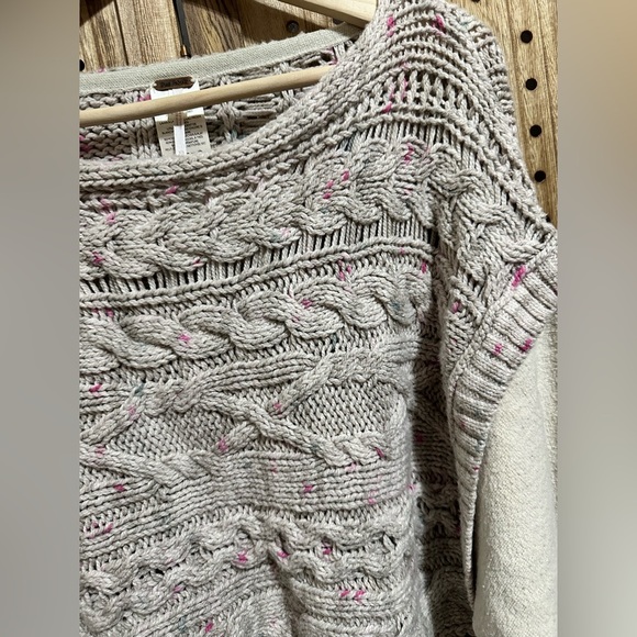 EUC Free People Honey Cable Knit Long Sleeve Sweater Pullover Natural $168 MSRP - Picture 4 of 6